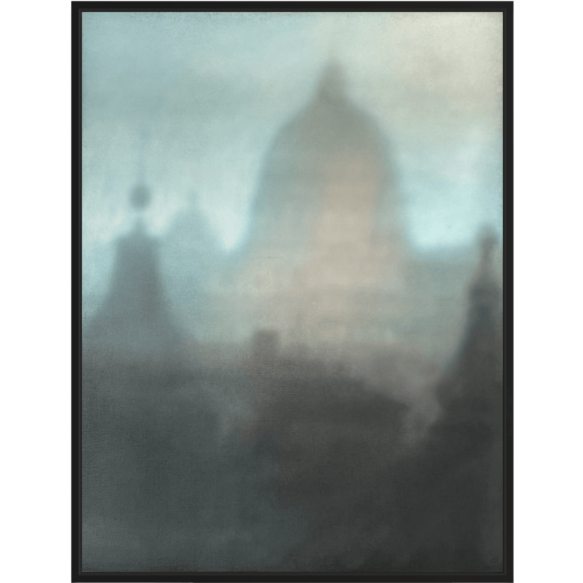 Impressionist cityscape painting of Prague by Nikolai Makarov, featuring a misty view with soft light and shadows.