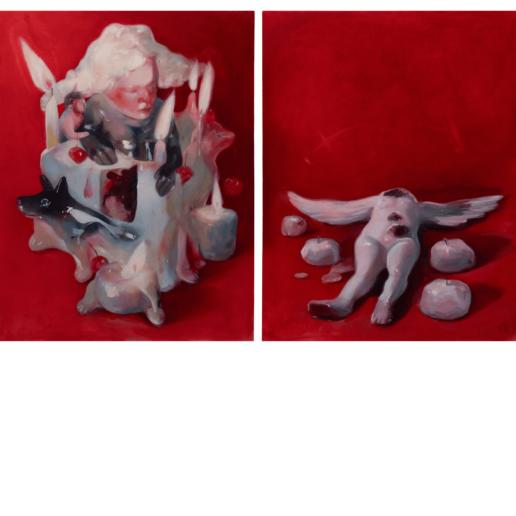 Extreme 1 by Yasy Bachurina, acrylic and oil on canvas, surrealism artwork exploring childhood moments.