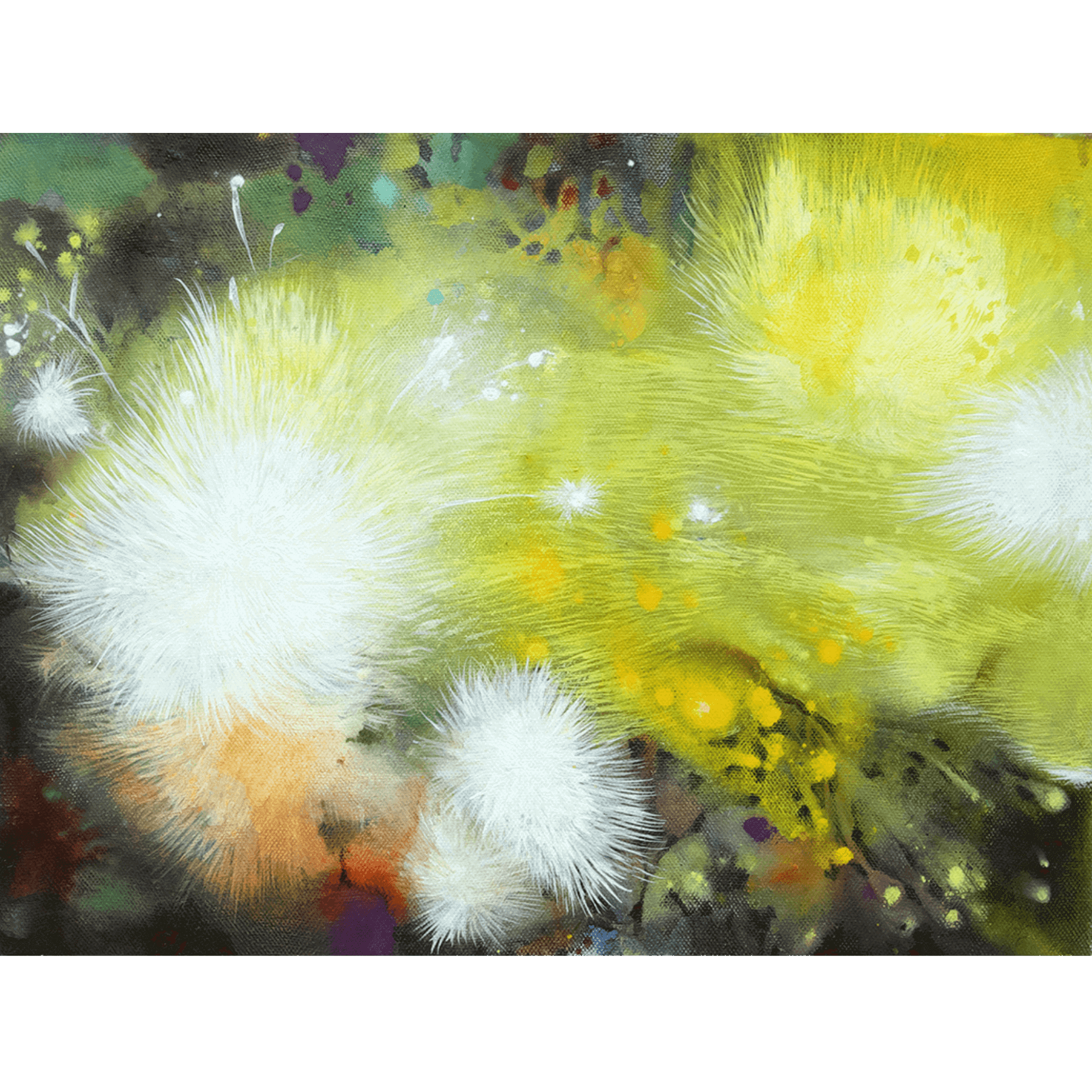 Fluffy Garden 06 by Supmanee Chaisansuk; abstract expressionism, textured acrylic artwork, 2020, ready to hang.
