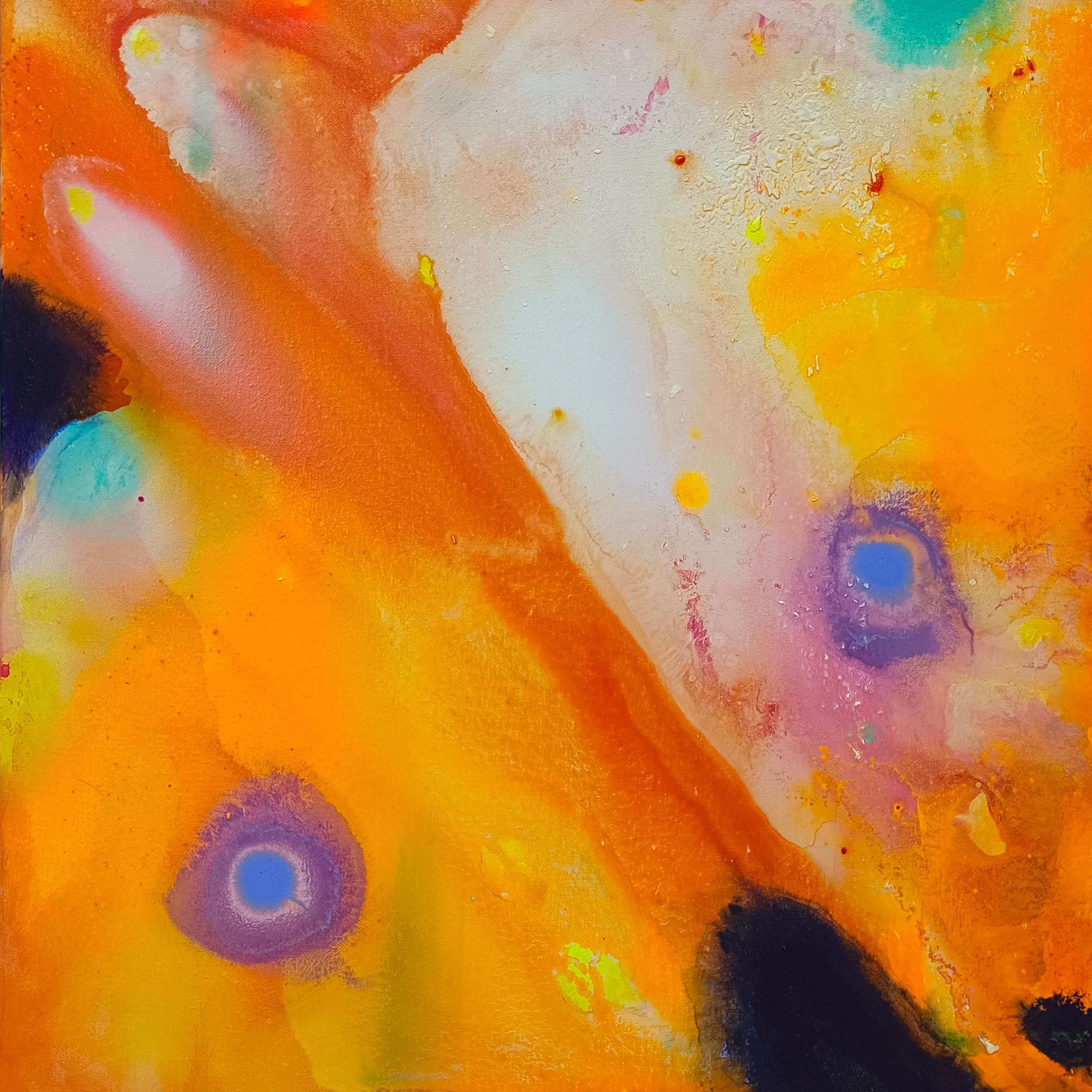 Abstract artwork 'Moth' by artist Supmanee Chaisansuk featuring bright orange and vivid colors.