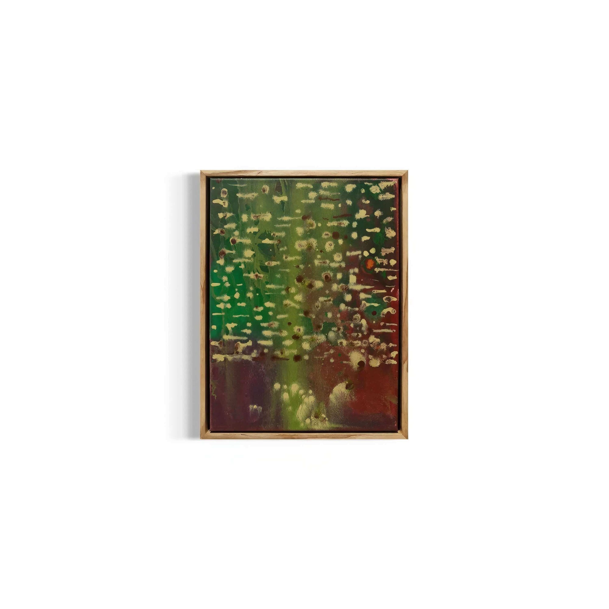 Abstract expressionism painting 'Memories of Green 08' by Supmanee Chaisansuk, framed, relaxing nature-inspired art.
