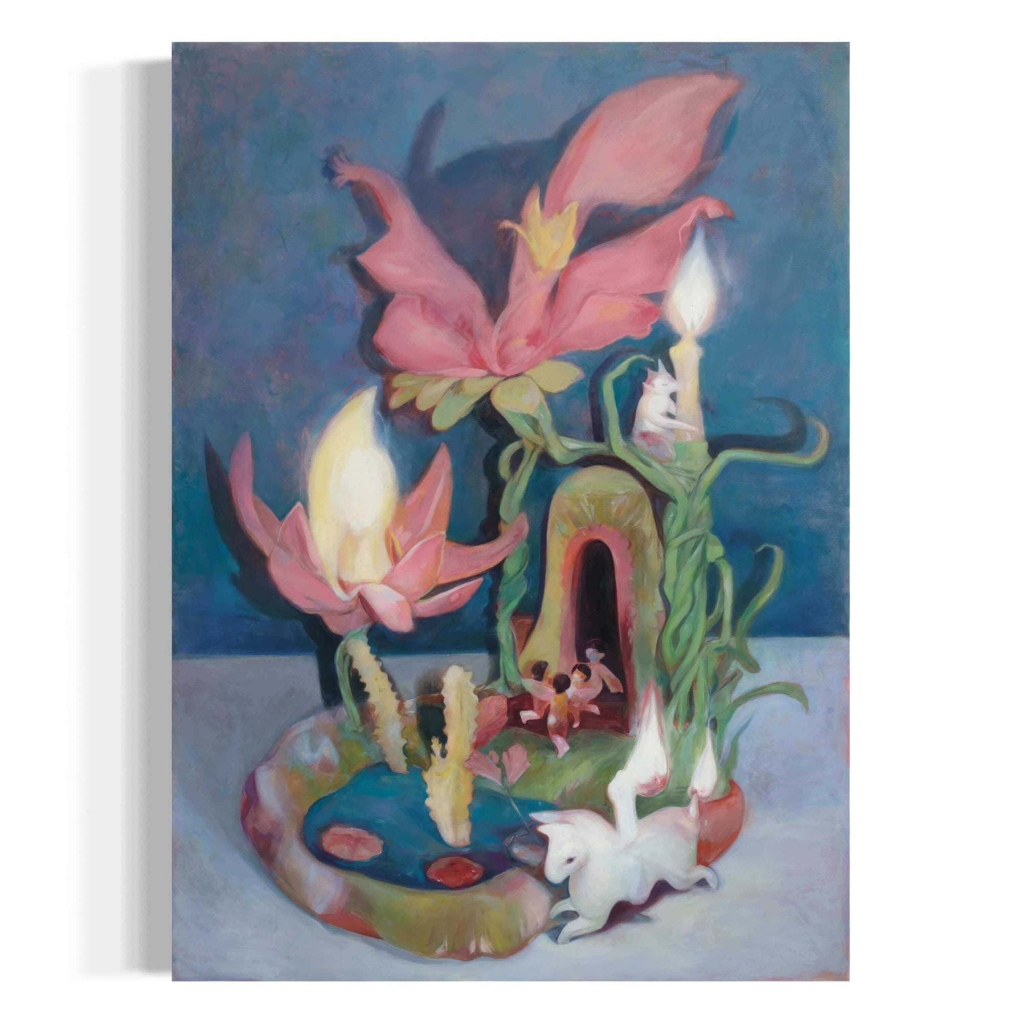 Abstract surrealist painting 'Fairy Wanted, 2024' by Yasy Bachurina featuring flowers and whimsical elements.