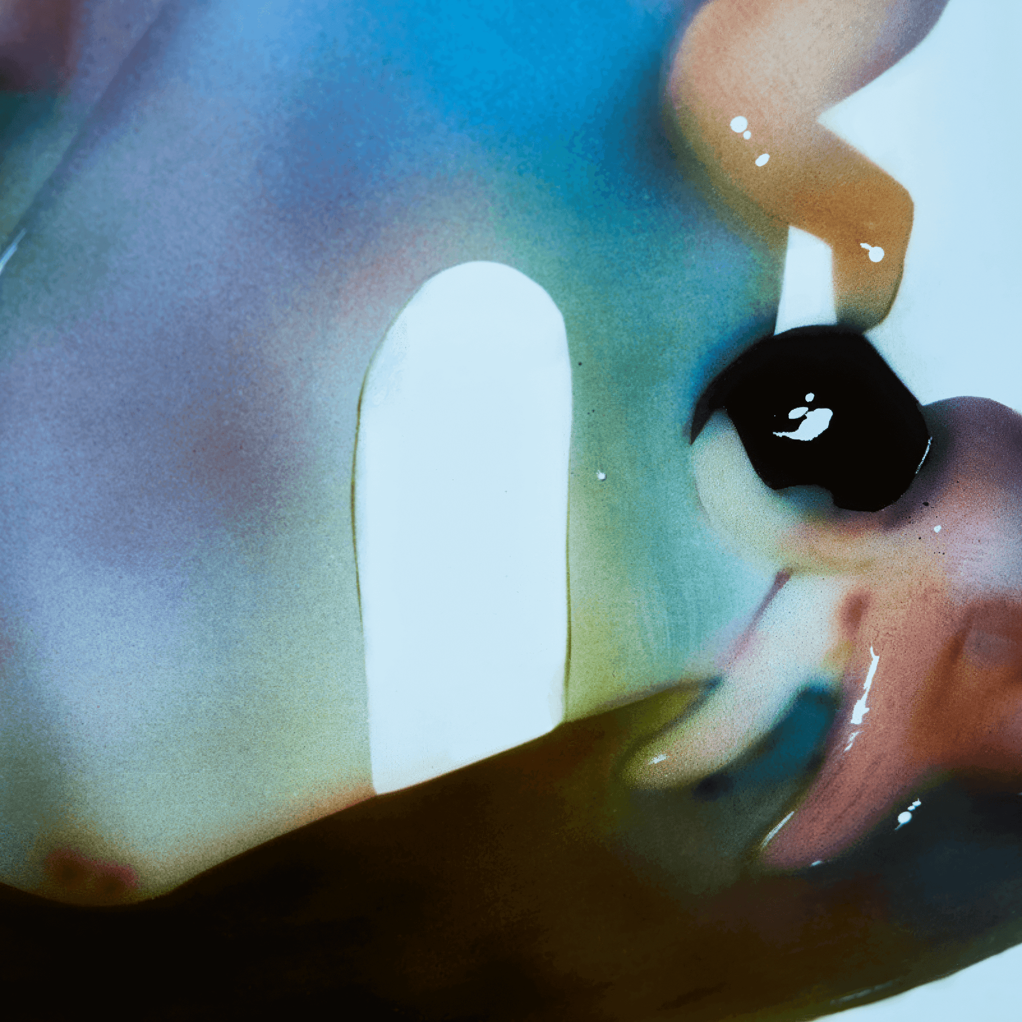 Abstract mixed media artwork featuring vibrant colors and fluid shapes, evocative of surrealism.