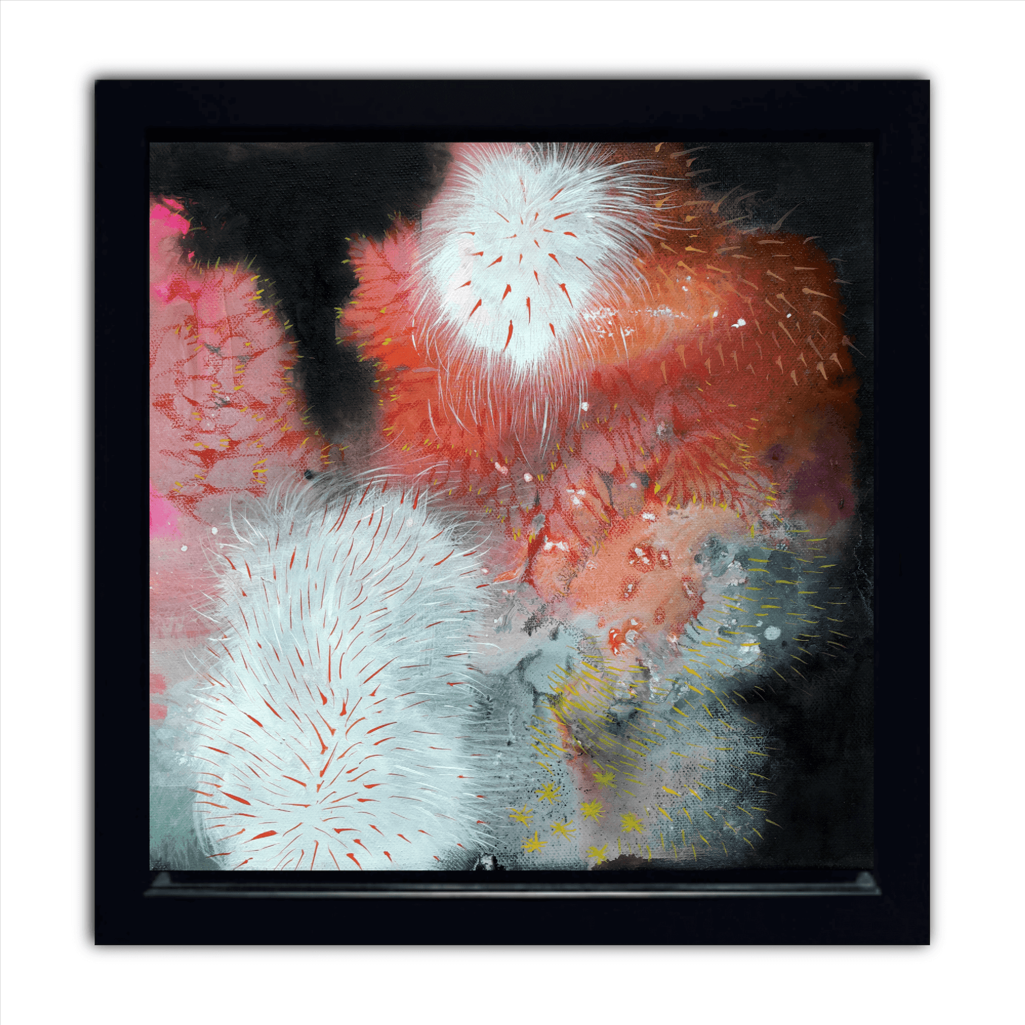 Softness 03, 2020 abstract artwork featuring vibrant colors and textures in a framed display.