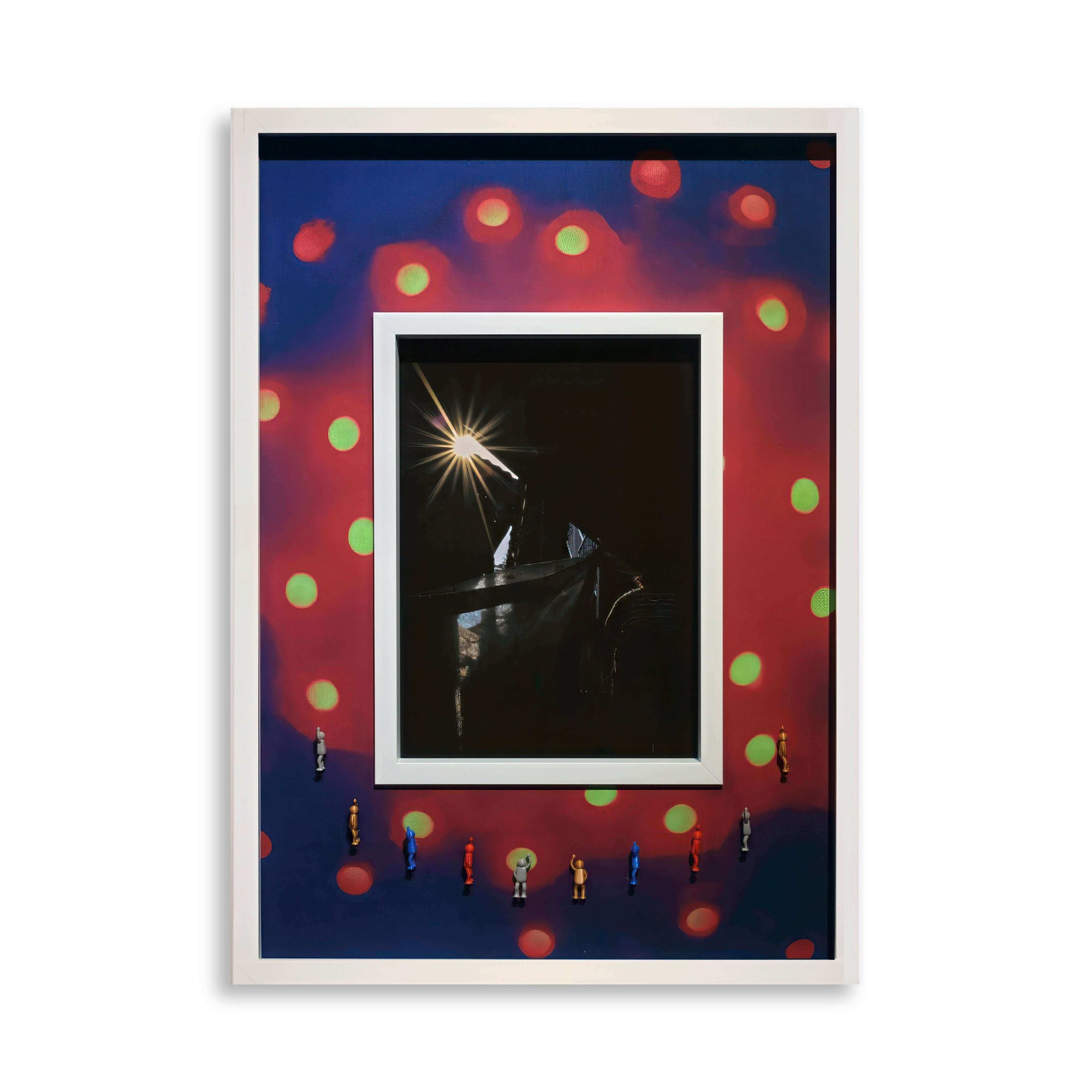 Flash of Light, 2025 artwork featuring bold colors and a captivating starburst effect in the center.