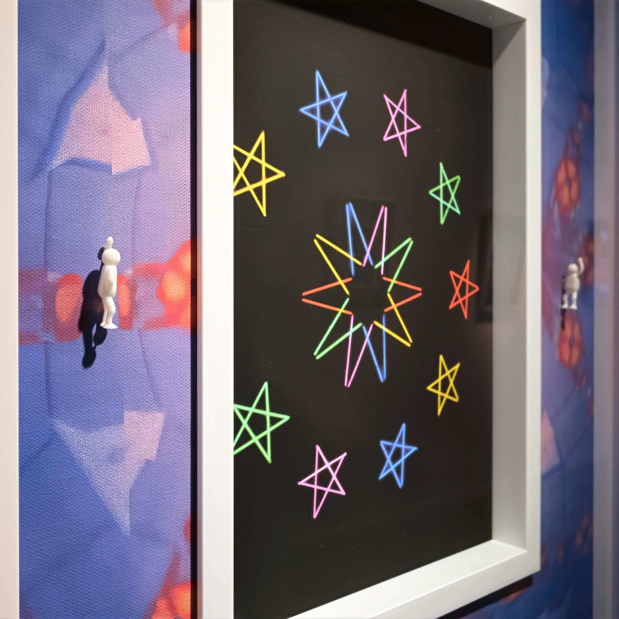 Colorful star signs design featuring neon stars, perfect for Star Signs, 2025 themed decor.