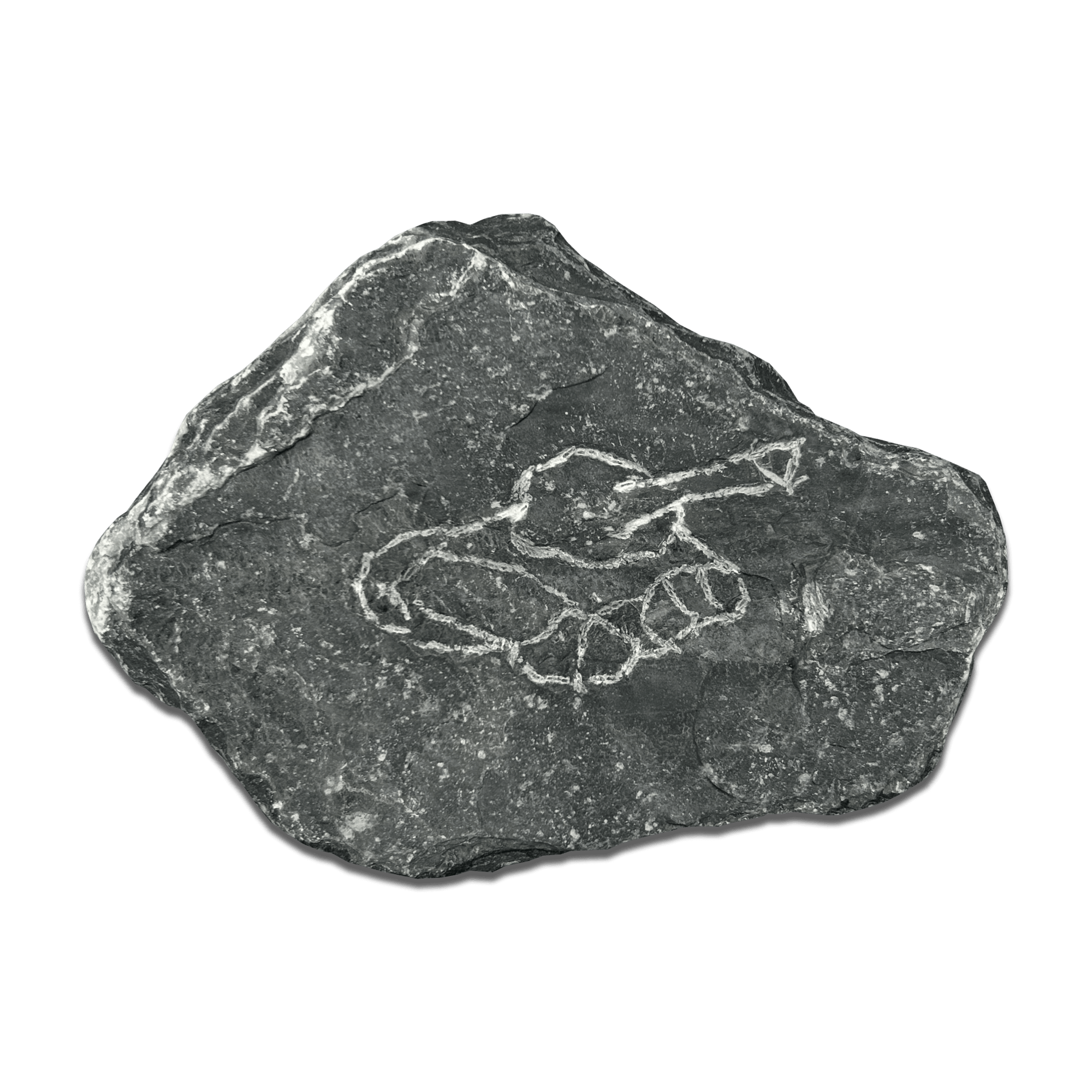 Engraved stone featuring a tank illustration, showcasing ancient artistic expression.