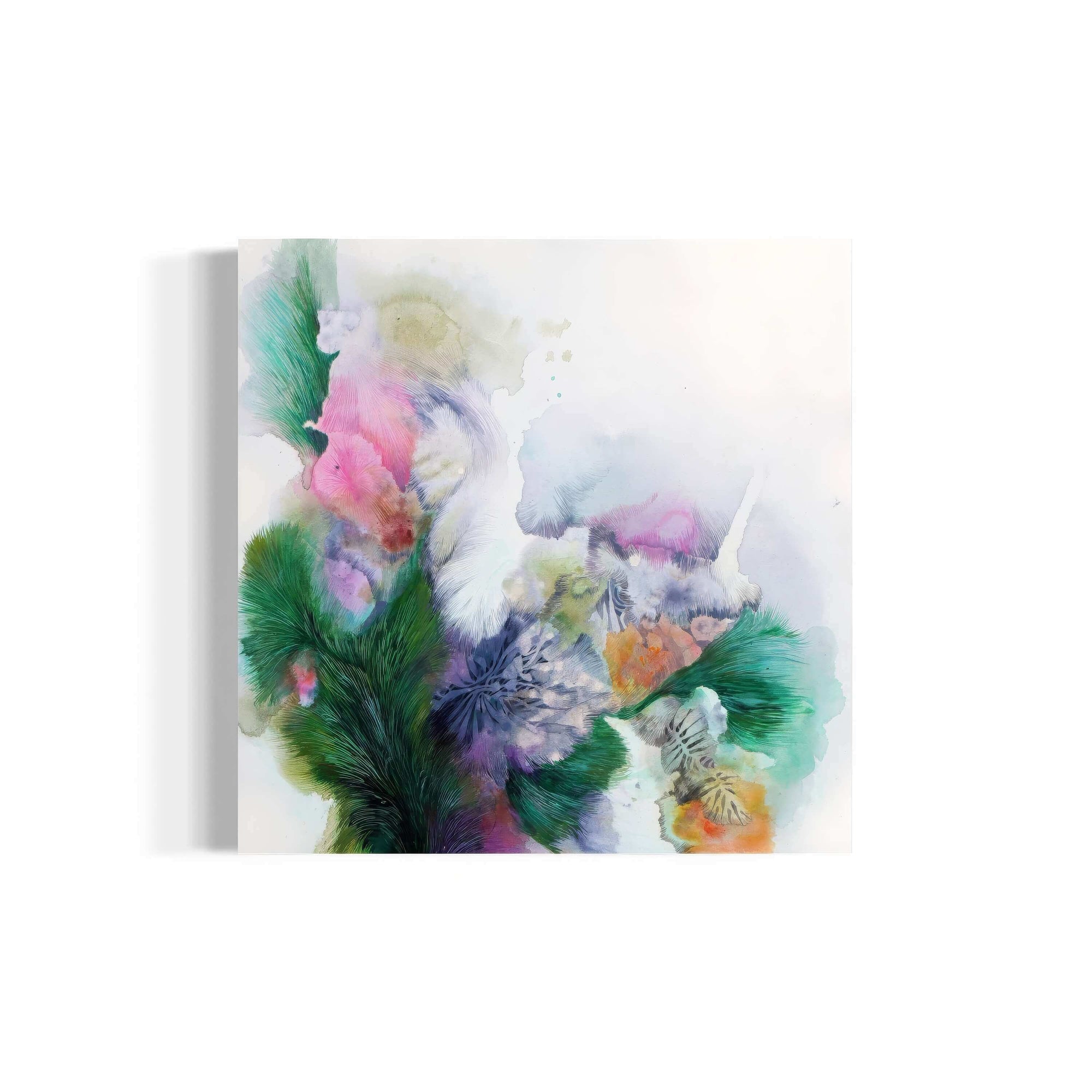 Abstract expressionist painting by Supmanee Chaisansuk featuring vibrant floral elements, 2019 artwork on canvas.